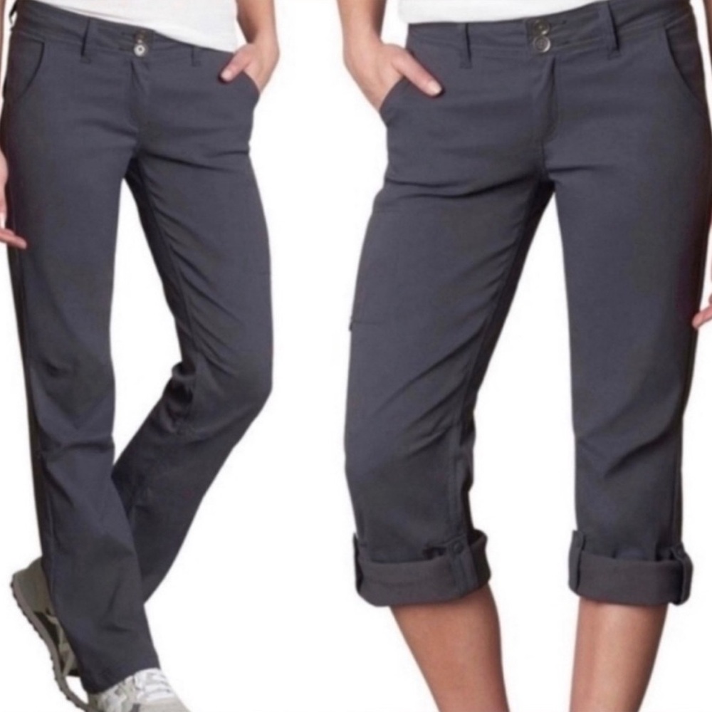 prAna Halle Convertible Hiking Pants in Coal. Size 8 (Regular Inseam).